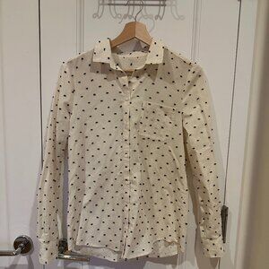 Sezane Tomboy Shirt in Ecru/Blue Dot